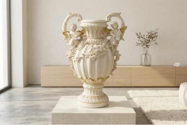 XXL Vase Dëscher Dekoratioun Deko Vasen Antik Stil Skulptur Figur Coupe Roum 71cm