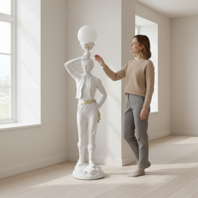 Liewensgréisst Hindu Stand Luucht Skulptur Steeluucht Lampe Dekoratioun Figur 160cm