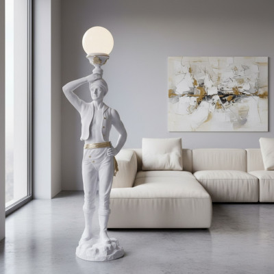 Liewensgréisst Hindu Stand Luucht Skulptur Steeluucht Lampe Dekoratioun Figur 160cm