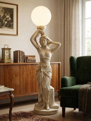 Antik Stil Figur Stehlampe Standleuchte Luucht Luuchten Liewensgréisst Beliichtung