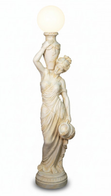 Antik Stil Figur Liewensgréisst mat Beliichtung Steelamp Luucht Luuchten Standluucht