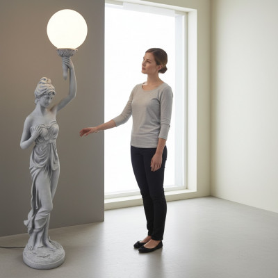 XXL Design Wunnzëmmer Stiellamp Luucht Stee Luuchten Lampe Figur Skulptur Nei