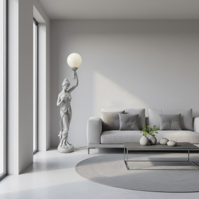 XXL Design Wunnzëmmer Stiellamp Luucht Stee Luuchten Lampe Figur Skulptur Nei