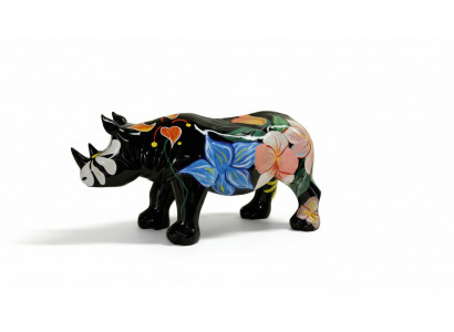 Design Nashorn a Blummen Figur Statue Skulptur Figuren Skulpturen Dekor Nei 3095