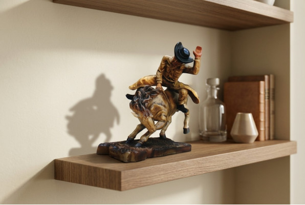 Design Cowboy Rodeo Päerd Figur Statue Skulptur Figuren Skulpturen Dekor 5641