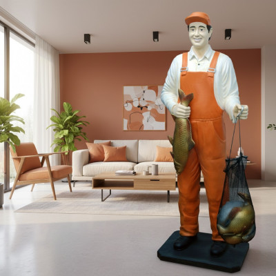 Design Fischerfigur Statue Skulptur Figuren Skulpturen Dekoratioun Deko 5661 Nei