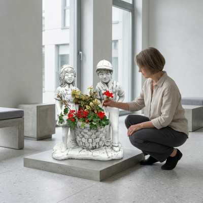 Blummekréisch Natur Planz Kéisch Dekoratioun Figur Blummendëpper Vase Gaart