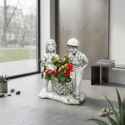 Blummekréisch Natur Planz Kéisch Dekoratioun Figur Blummendëpper Vase Gaart