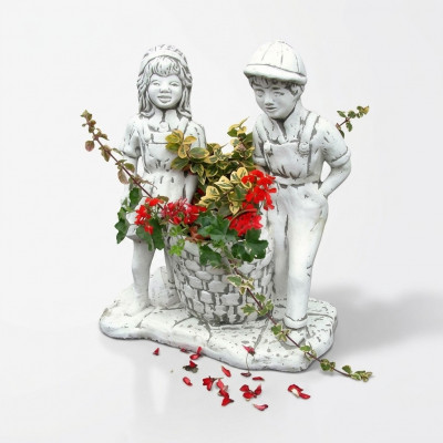 Blummekréisch Natur Planz Kéisch Dekoratioun Figur Blummendëpper Vase Gaart