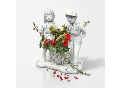Blummekréisch Natur Planz Kéisch Dekoratioun Figur Blummendëpper Vase Gaart