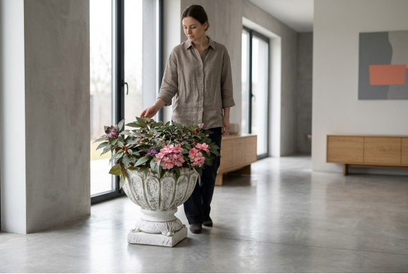 Figur Blummebotz Planz Wäiss Botte Dekoratioun Figur Blommtéipflanzer Gaart