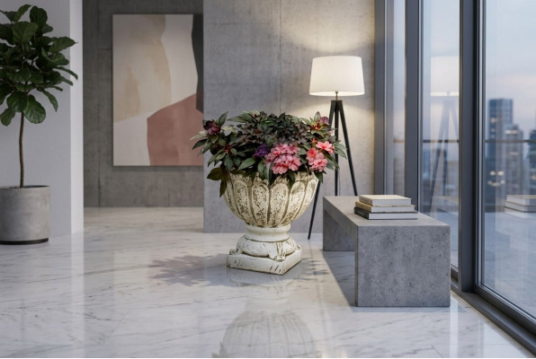 Figur Blummebotz Planz Wäiss Botte Dekoratioun Figur Blommtéipflanzer Gaart