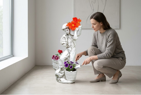 Figur Blumendëppen Wäiss Planzen Dëppen Dekoratioun Figur Blumenedëpper Gaart