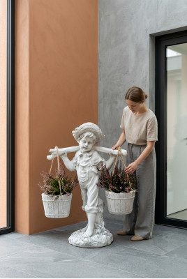Figur Wäiss Blummekueder Planz Kuebelen Dekoratioun Figur Blummepoten Gaart