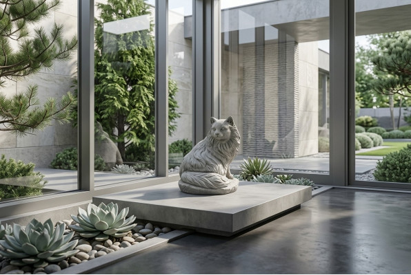 Gaart Dekoratioun Kaz Statu Skulptur Figuren Skulpturen Design