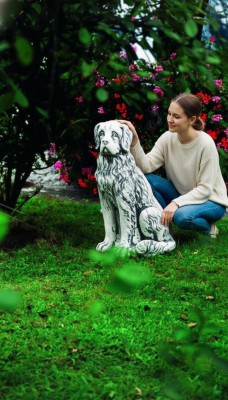 Gaartendekoratioun Hond Statue Skulptur Figuren Gro Skulpturen Designer