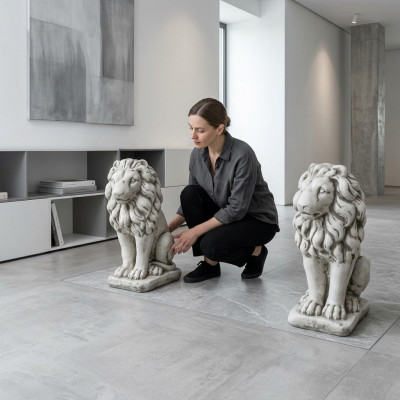 Gaart Dekoratioun Léiw Statu Skulptur Figuren Natur Skulpturen Designer