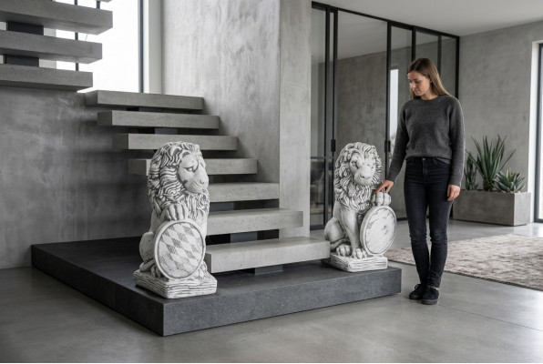 Gaart Dekoratioun Léiw Statue Natur Skulptur Figuren Skulpturen Designer