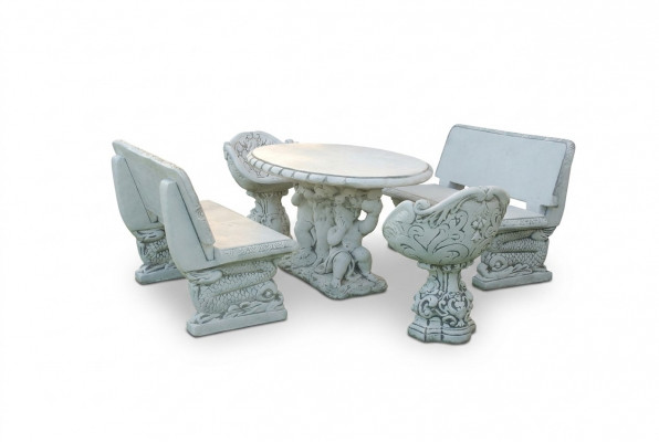 Stull Stull Fautuell Gaart Miwwelen Troun Steen Figur Statu Antik Stil
