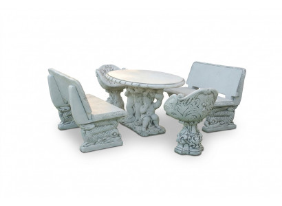 Stull Stull Fautuell Gaart Miwwelen Troun Steen Figur Statu Antik Stil
