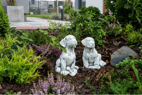 Gaart Dekoratioun Hond Terrasse Steen Figuren Figur Deko Statue