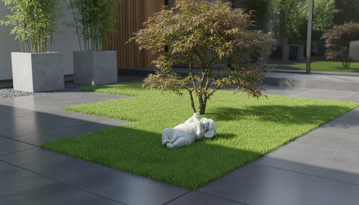 Gaardendekoratioun Hond Terrass Steefiguren Figur Dekorativ Wäiss Statu