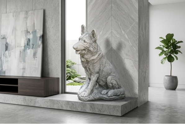 Gaart Dekoratioun Däitsche Schäferhond Terrass Steen Figuren Figur