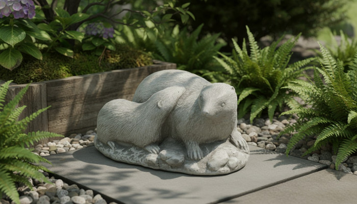 Gaartdekoratioun Frettchen Terrass Steen Figuren Figur Wäiss Natur Statuette
