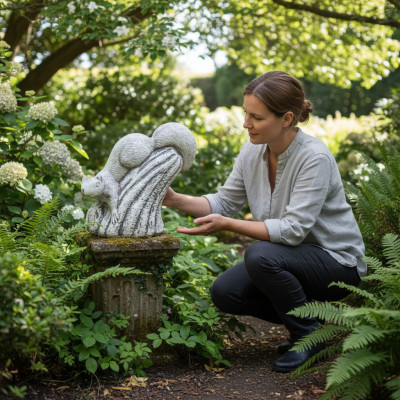 Gaart Dekoratioun Eechen Terrasse Stee Dekor Figuren Figur Statuëtt