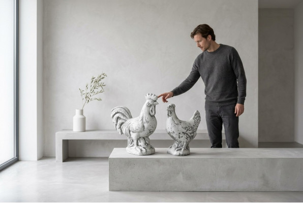 Gaart Dekoratioun Hunn Terrass Steen Figuren Figur Dekorativ Wäiss Statu.