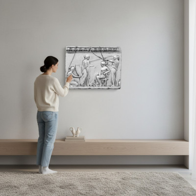 Relief Dammen Antik Konscht Wandrelief Wand Bild Biller Steen Plack