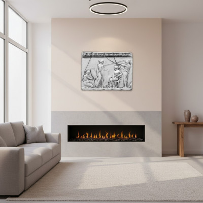 Relief Dammen Antik Konscht Wandrelief Wand Bild Biller Steen Plack