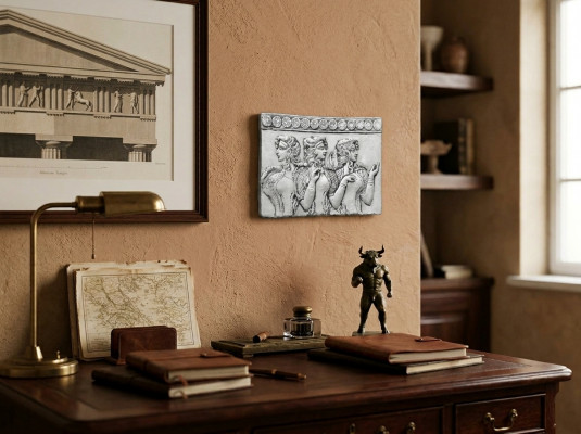 Relief Mauer Steenplack Asien Bild Biller Reliefs Dekoratioun Gaart