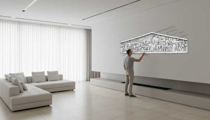 Relief Wanddekoratioun Steenplack Bild Biller Antik Stil Gaart