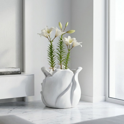 Blummebouquet Blummen Vase Gefäss Gaart Terrass Dekoratioun Statuéier