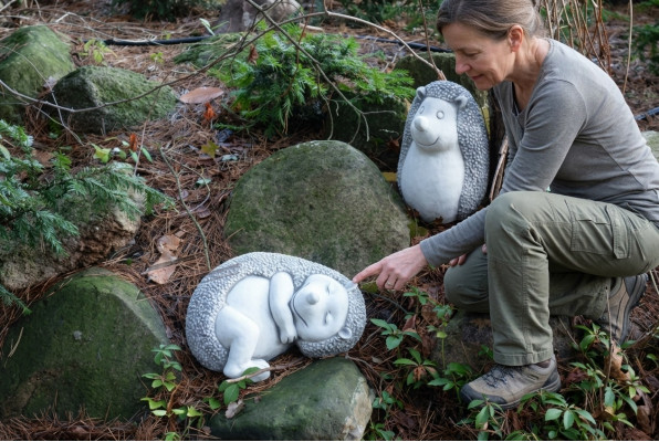 Garten Dekoratioun Igel Terrass Karikatur Steen Figure Figur Dekor Statuë
