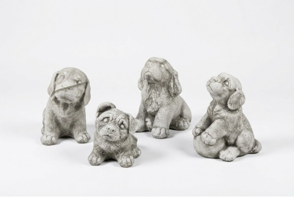 Gaart Dekoratioun Wäissen Hond Terrass Steen Figuren Dekorativ Statu Figur