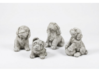 Gaart Dekoratioun Wäissen Hond Terrass Steen Figuren Dekorativ Statu Figur