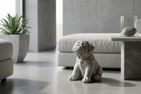 Gartendekoratioun Hond Terrass Steen Figur Figuren Wäiss Dekorativ Statue