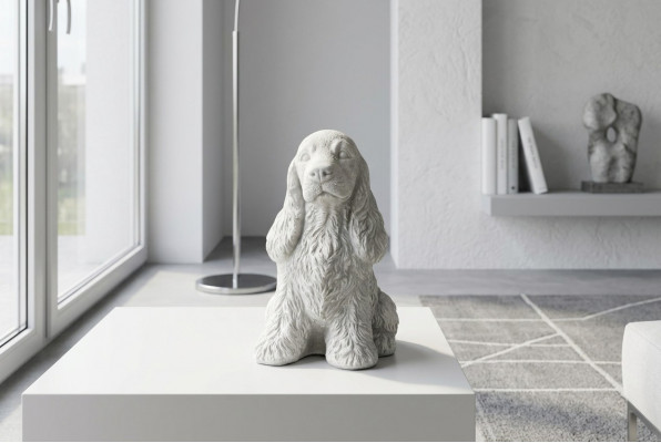 Gaart Dekoratioun Wäiss Hond Terrass Steen Figur Figuren Dekorativ Statuett