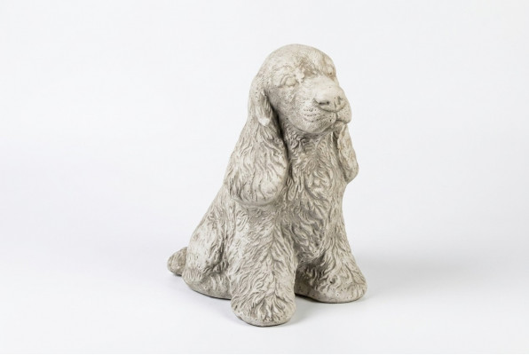Gaart Dekoratioun Wäiss Hond Terrass Steen Figur Figuren Dekorativ Statuett