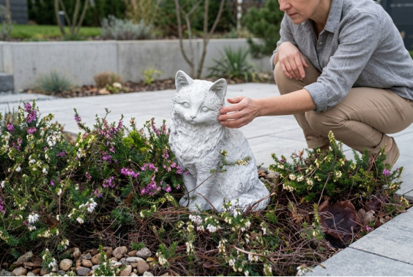 Dekorativ Gaart Dekoratioun Kaz Terrass Figuren Steen Figur Statuett