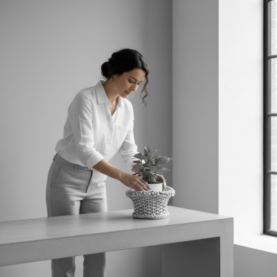 Design Blummendëppen Top Planzentësch Gefäs Tëppen Figuren Gesiicht Skulptur