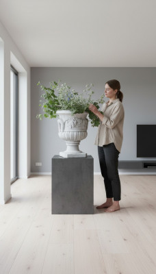 Blummendëppercher Këscht Dëppen Blummen Dëppercher XXL Beton Gaart Terrass