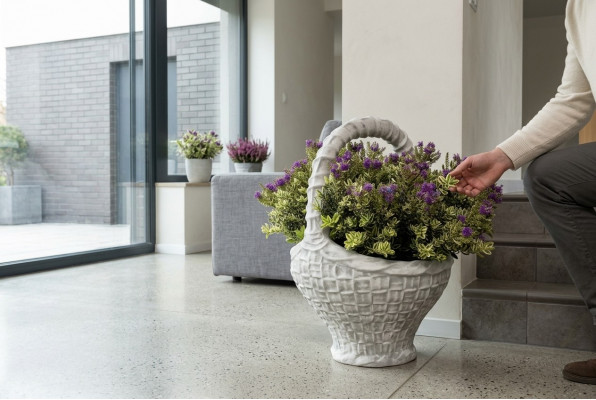 Blummendëppen Këscht Dekorativ Dëppen Blummen Dëppen XXL Beton Gaart Terrass