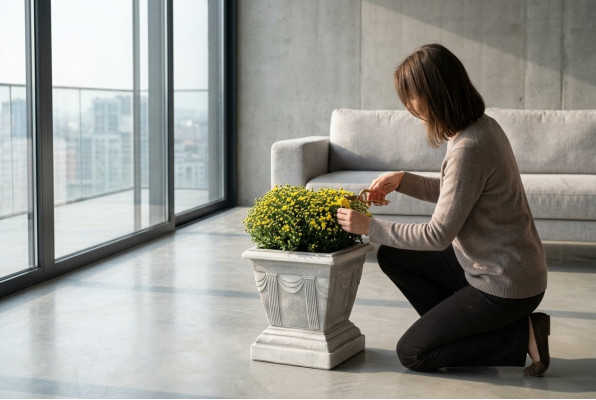 Figur Wäiss Blumenkëbel Planz Këbel Figur Dekoratioun Blummendëppen Gaart
