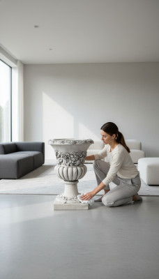 Blummevase Blumme Këscht Gaart Steen Dekoratioun Deko Antik Stil Blummen