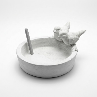 Dekor Vugel Waasserdrénken Skulptur Design Figur Statue Gaart Figuren Statuen