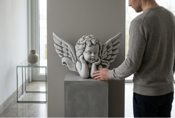 Grafdekoratioun Grafsteen Dekoratioun Engel Figur Skulptur Gott Helleg