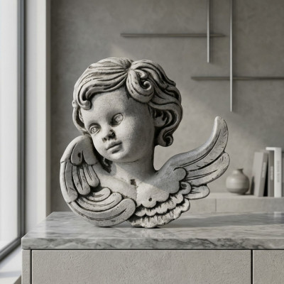 Grafdekoratioun Graf Steen Dekoratioun Engel Figur Skulptur Natur Wäiss Gott